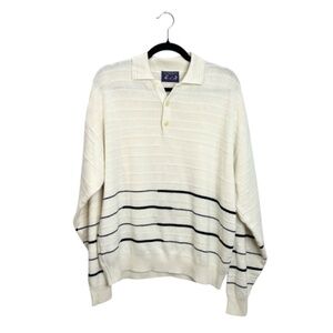 Vintage Blu E BLU Italy cream navy nautical stripe wool blend sweater M